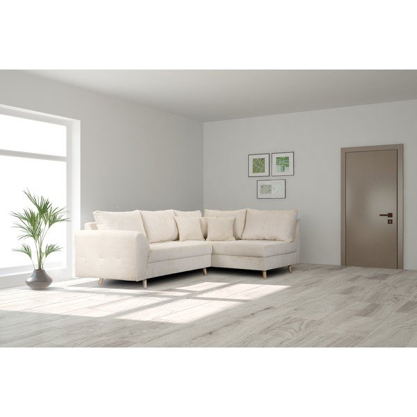 Divano angolare in velluto a coste color crema (angolo destro) Ariella - Ropez-image-1