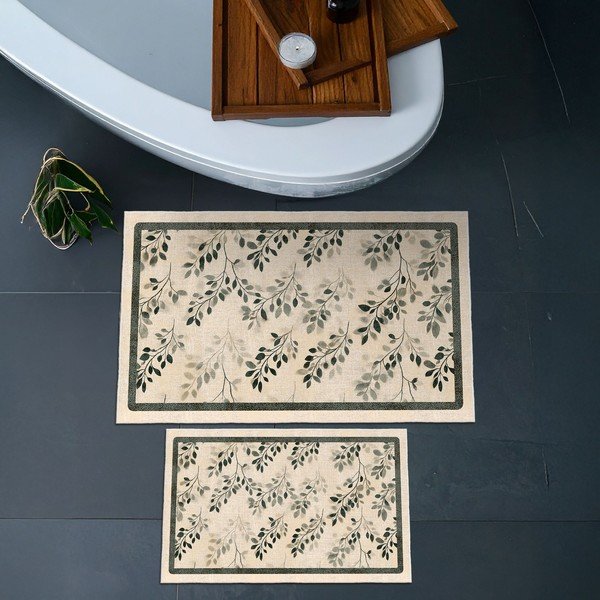 Set di tappetini per il bagno beige 2 pz 60x100 cm – Foutastic-image-2