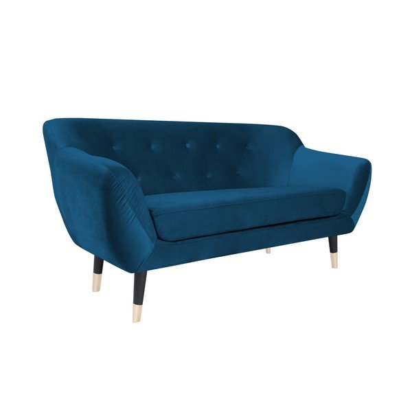 Divano blu con gambe nere Amelie, 158 cm Giorgio - Mazzini Sofas-image-2