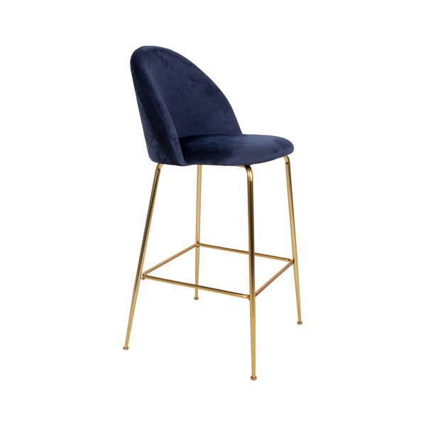 Set di 2 sedie da bar blu con rivestimento in velluto e gambe color ottone Lausanne - House Nordic-image-3
