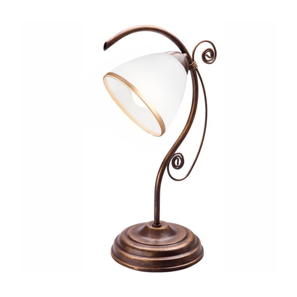 Lampada da tavolo bianca/marrone con paralume in vetro (altezza totale 39 cm) Retro Ii – LAMKUR