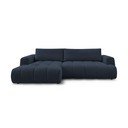 Divano angolare blu scuro allungabile e con contenitore (penisola a sinistra/chaise lounge) con rivestimento in ciniglia Fuji – Bobochic Paris