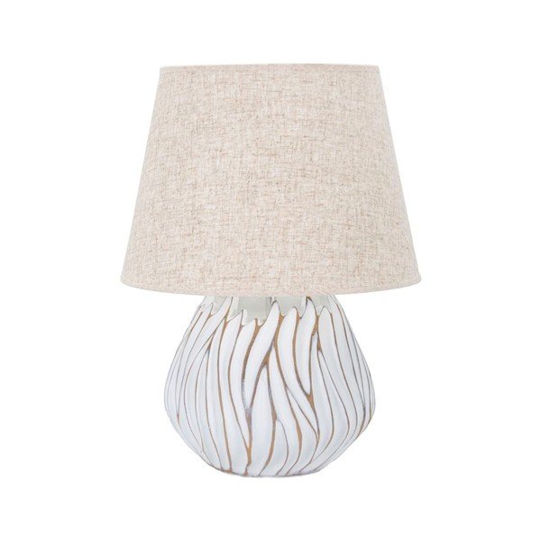 Lampada da tavolo beige con paralume in tessuto (altezza totale 48 cm) Honduras – Mauro Ferretti