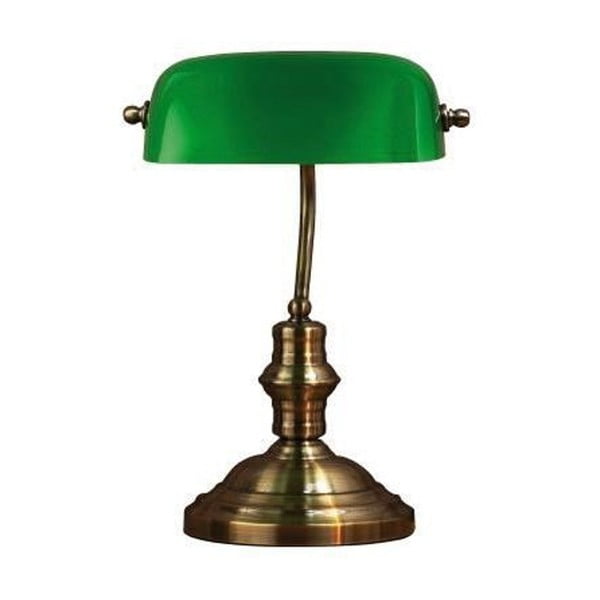 Lampada da tavolo in verde e ottone Bankers, altezza 42 cm - Markslöjd