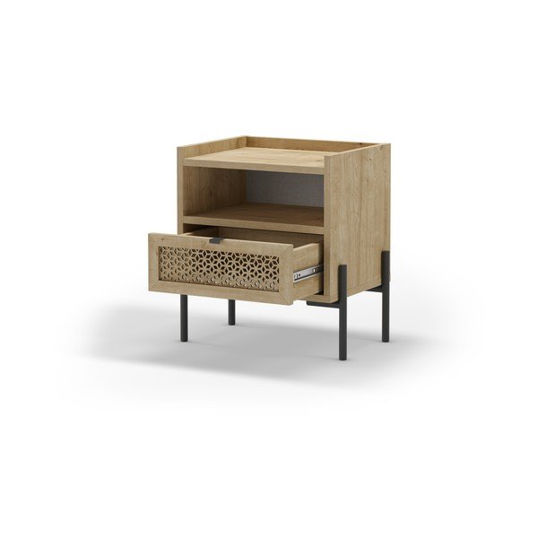 Comodino in rovere con ripiani in colore naturale Inca - Marckeric-image-2