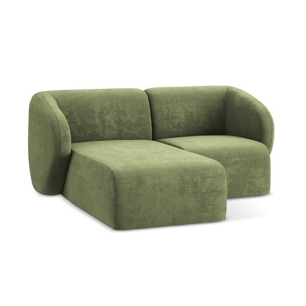 Divano angolare verde (con penisola a sinistra/con chaise lounge) con rivestimento in ciniglia Lani – Makamii-image-4