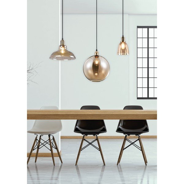 Lampadario color ottone in metallo con paralume in vetro ø 28 cm Aldo – Reality-image-2