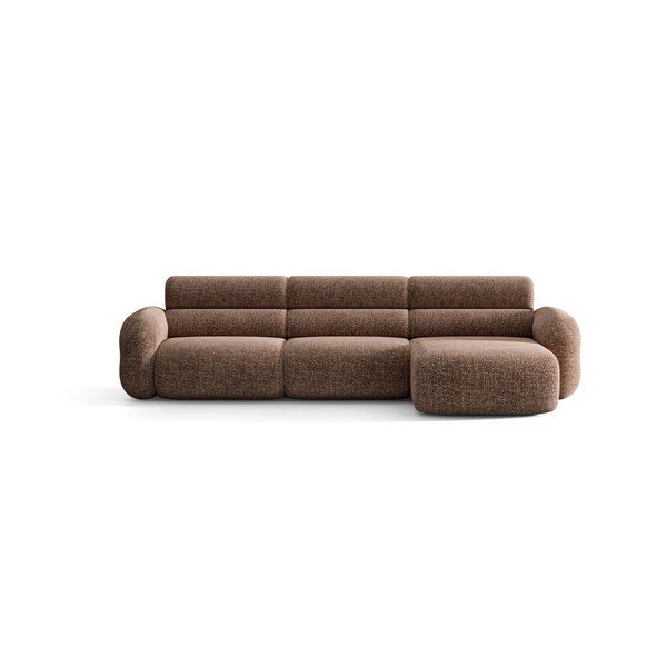Divano angolare marrone (con penisola a destra/con chaise lounge) con rivestimento in ciniglia Neo – Micadoni -image-1