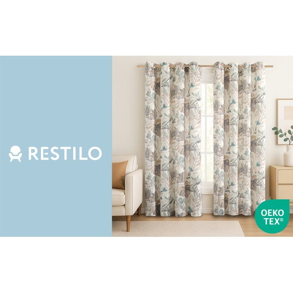 Tenda color crema/blu polveroso 135x250 cm Celesta – Restilo-image-3