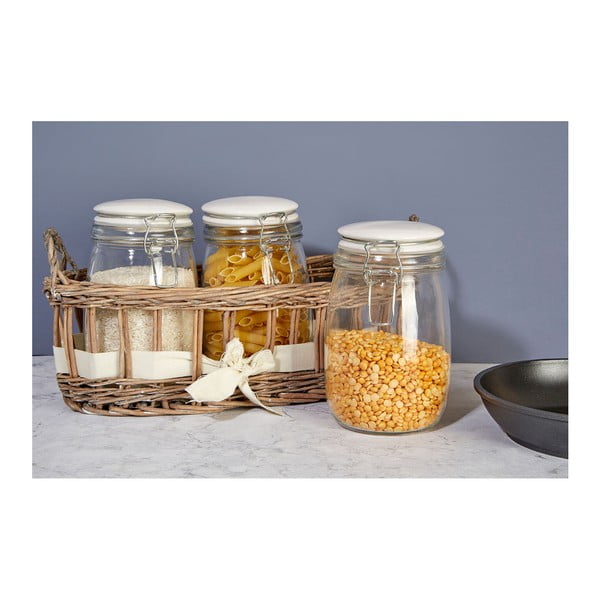 Set di 3 barattoli in cestino, 1000 ml Country Cottage - Premier Housewares-image-3