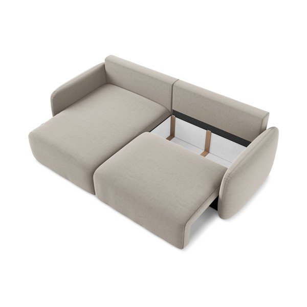 Divano angolare grigio tortora allungabile/con contenitore (con penisola a sinistra/con chaise lounge) con rivestimento in velluto Kalena – Makamii-image-4