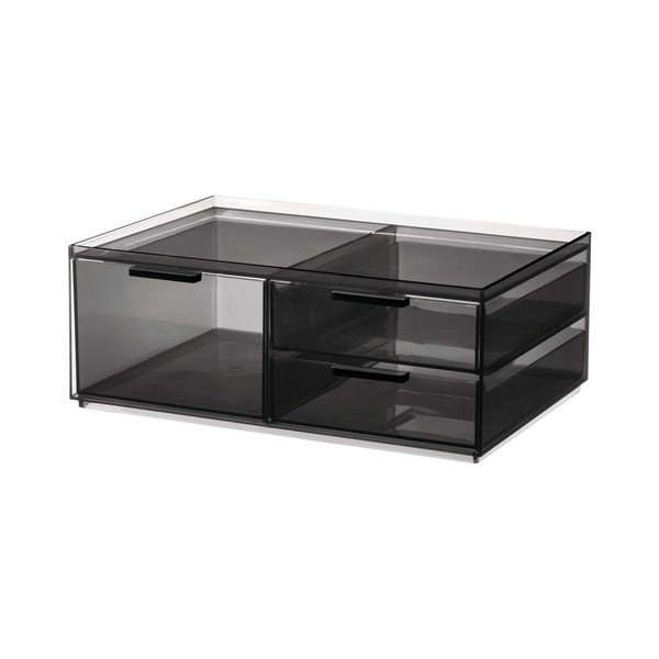 Organizer da bagno nero opaco per cosmetici in plastica riciclata - iDesign-image-2