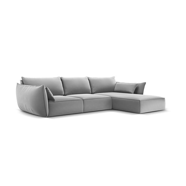 Divano angolare grigio chiaro (con penisola a destra/con chaise lounge) con rivestimento in velluto Vanda – Mazzini Sofas-image-2