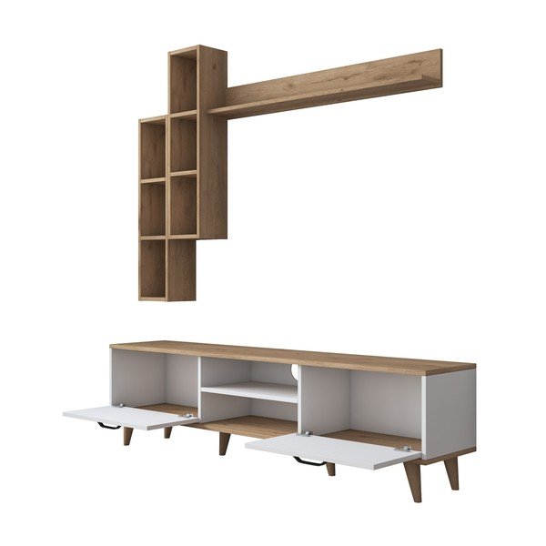 Televisore bianco/naturale in noce 180x48 cm Veronica - Kalune Design-image-3