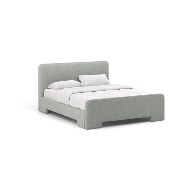 Letto matrimoniale imbottito grigio chiaro con rete inclusa 140x200 cm Eda – Micadoni 