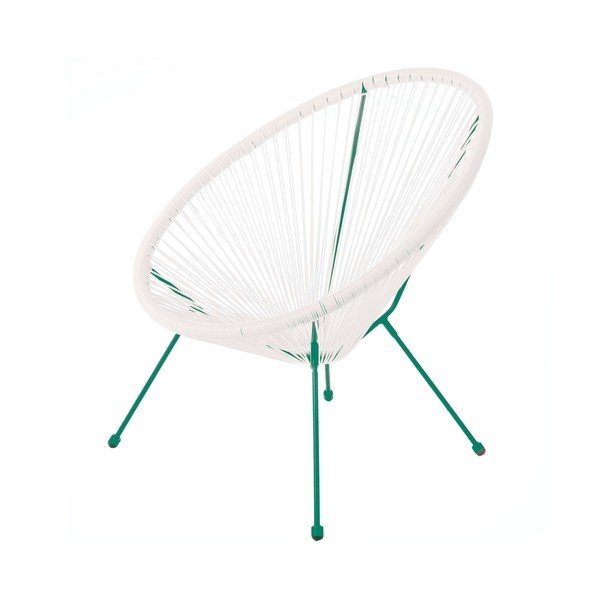 Poltrona da giardino bianco-verde in rattan artificiale Acapulco - LDK Garden