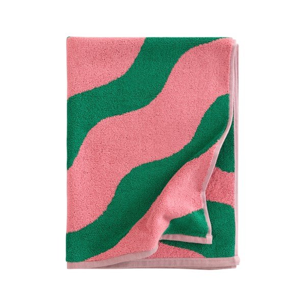 Asciugamano verde/rosa in cotone 50x70 cm Waves – Jotex