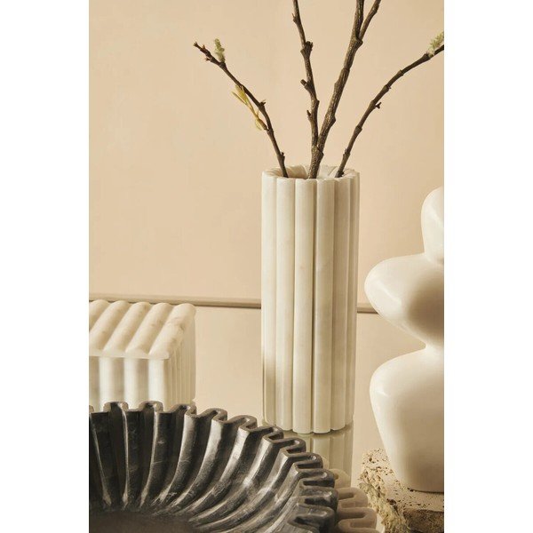 Vaso bianco in marmo (altezza totale 20 cm) Savio – Premier Housewares-image-3