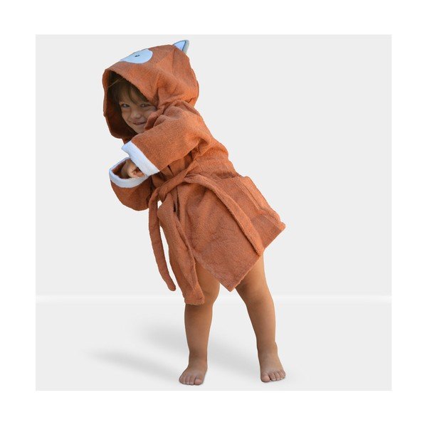 Accappatoio per neonato in cotone arancione taglia L Fox - Rocket Baby-image-4