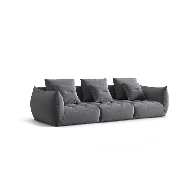 Divano grigio scuro con rivestimento in velluto 332 cm Bloom – Micadoni -image-2
