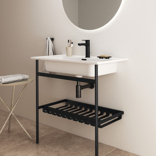 Scaffale in metallo nero da sotto il lavabo 76x84 cm Conca - Ideal Standard-image-4