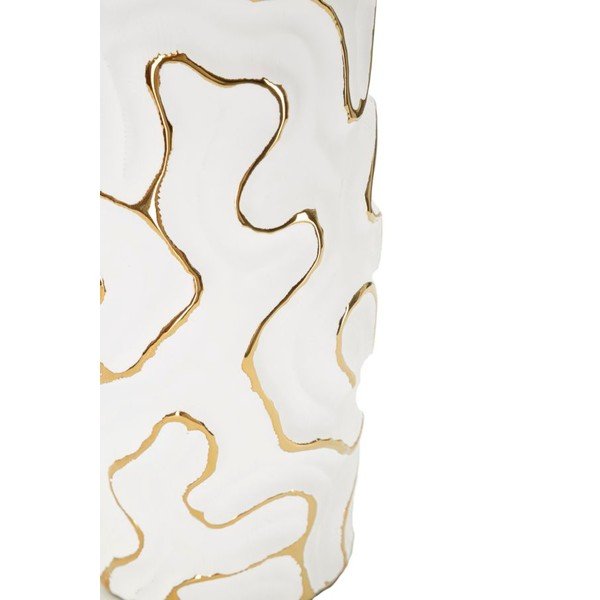 Vaso bianco/dorato in ceramica (altezza totale 25 cm) Adore – Mauro Ferretti-image-3