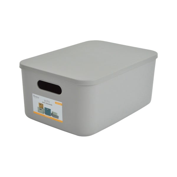 Scatola con coperchio grigia in plastica 35,5x25,5x16 cm – Homéa-image-2