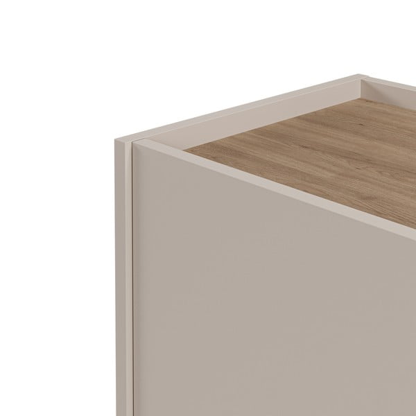Cassettiera effetto rovere in colore crema-naturale 150x82,5x40,5 cm Lucile - Marckeric-image-3