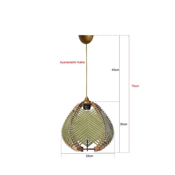 Lampadario verde/di colore naturale con paralume in tessuto ø 25 cm Yola – Opviq lights-image-2