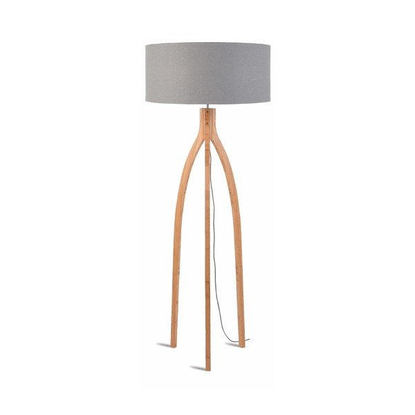 Lampada da terra con paralume grigio chiaro e struttura in bambù Annapurna - Good&Mojo