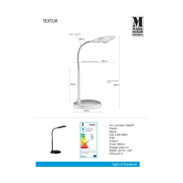 Černá stolní lampa Markslöjd Textur-image-1