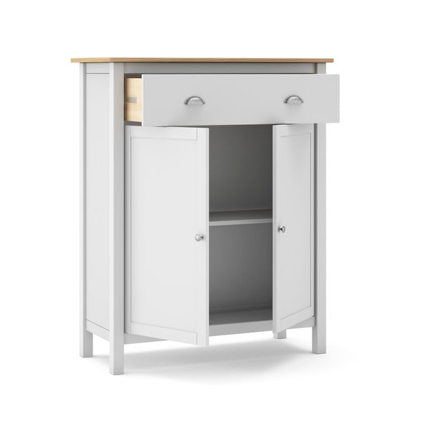 Cassettiera alta in pino bianco/naturale 90x110 cm Misti - Marckeric-image-4