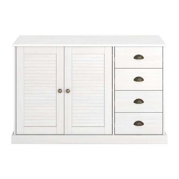Credenza bianca in pino massiccio 125x80x38 cm Edith – Støraa