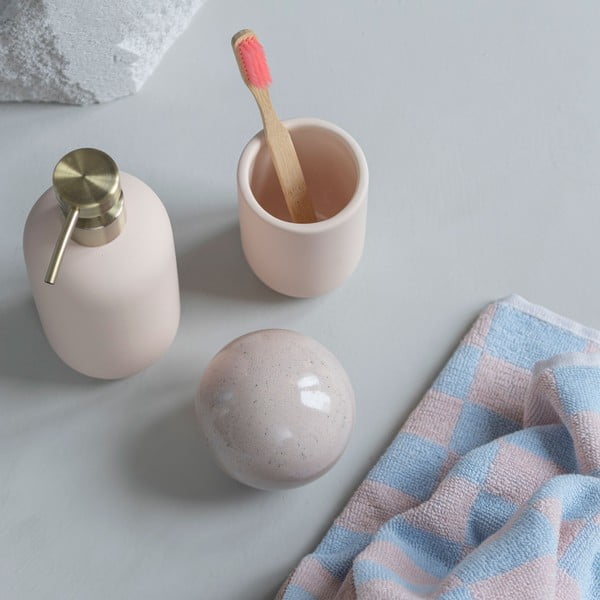 Asciugamano in cotone biologico blu e rosa 50x90 cm Retro - Mette Ditmer Denmark-image-2