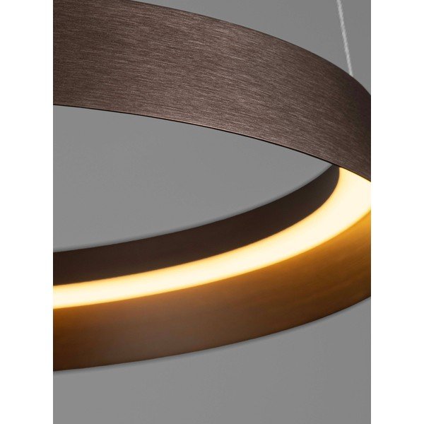 Lampadario LED marrone in alluminio con paralume in vetro acrilico con intensità regolabile ø 45 cm Ormi – Nova Luce-image-2