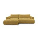 Divano angolare color senape allungabile e con contenitore (penisola a sinistra/chaise lounge) con rivestimento in ciniglia Fuji – Bobochic Paris