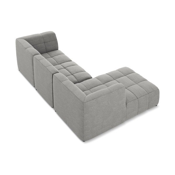 Divano angolare grigio (con penisola a sinistra/con chaise lounge) con rivestimento in bouclé Aloha – Makamii-image-4