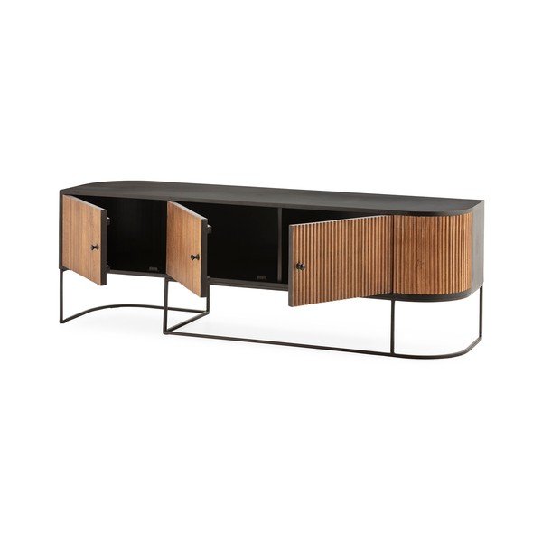 Mobile TV di colore naturale in mango massiccio 160x55x40 cm Curve – MOME-image-3