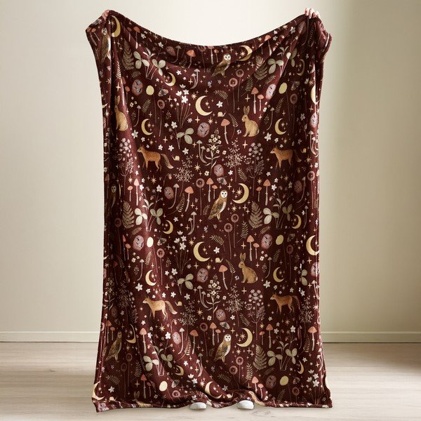 Coperta marrone scuro 130x170 cm Enchanted Twilight Animals – Catherine Lansfield-image-1