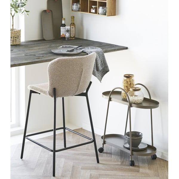 Sgabello da bar beige imbottito (altezza della seduta 65 cm) Maceda – House Nordic-image-1