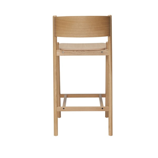 Sgabello da bar in legno di quercia naturale altezza seduta 75 cm Oblique - Hübsch-image-3