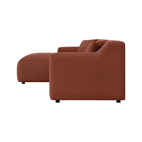 Divano angolare color mattone (con penisola a sinistra e chaise lounge) rivestito in velluto a coste Martin – Ropez-image-3