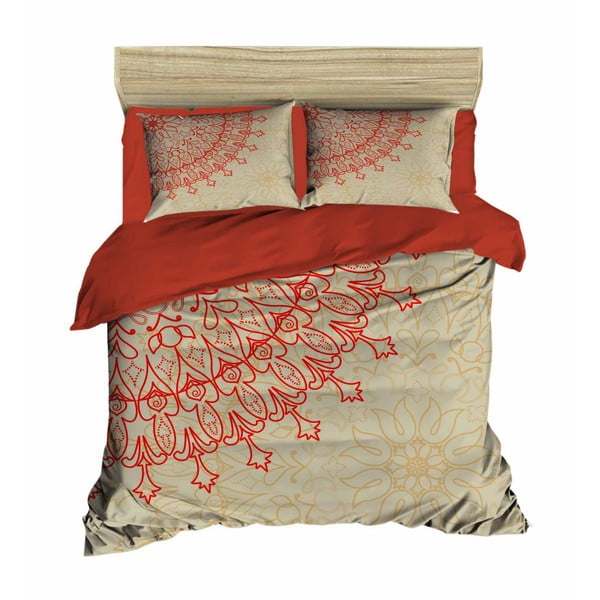 Set di biancheria e lenzuola per letto matrimoniale Mandala Beige, 200 x 220 cm - Mijolnir