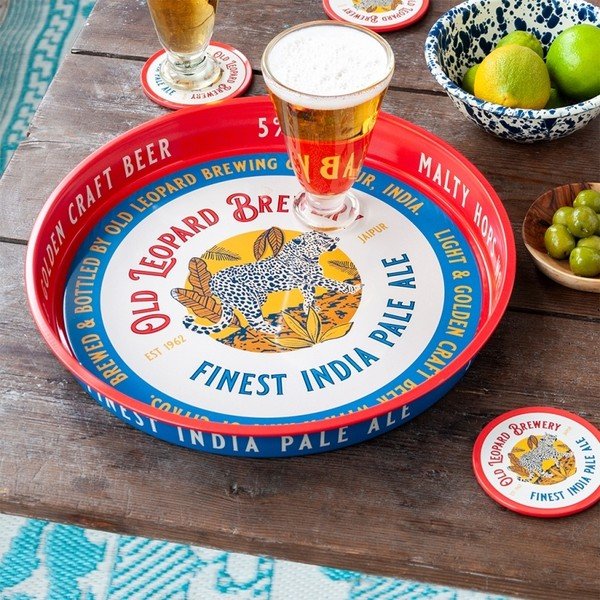Vassoio in metallo ø 33 cm Old Leopard Brewery – Rex London-image-1