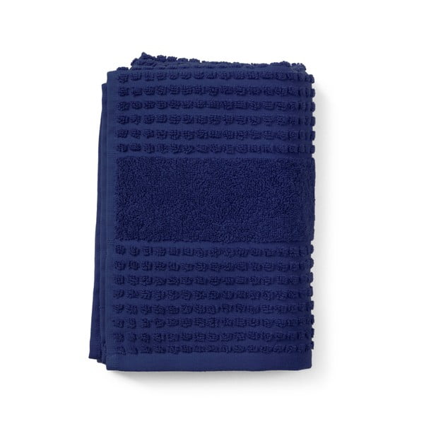 Asciugamano tipo terry blu scuro in cotone organico 50x100 cm Check – JUNA