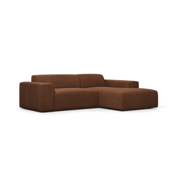 Divano angolare in velluto a coste marrone, 250 cm, angolo destro Karen - Marie Claire Home-image-2