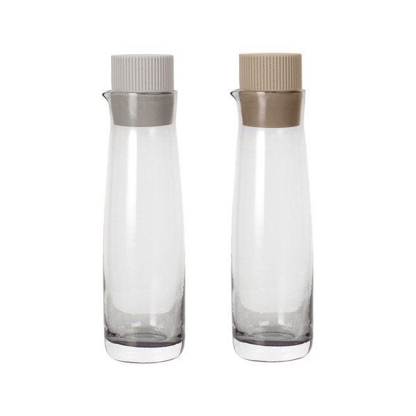 Set di 2 bottiglie per aceto e olio con coperchio in silicone crema - Blomus