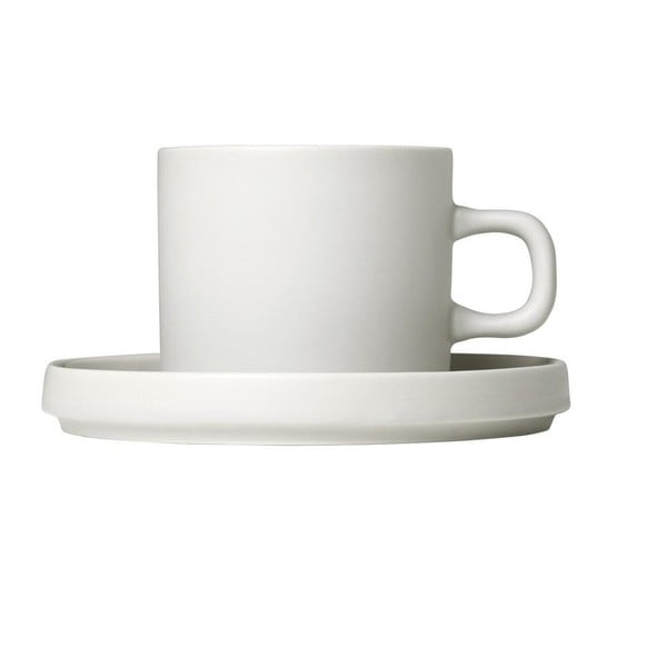 Set di 2 tazze da caffè in ceramica bianca con piattini , 200 ml Pilar - Blomus