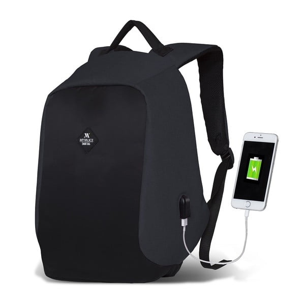 Zaino grigio scuro-nero con porta USB My Valice SECRET Smart Bag - Myvalice