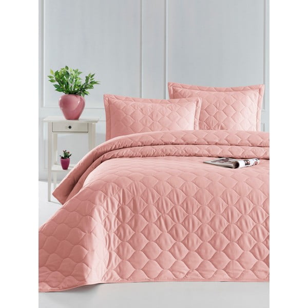 Copriletto rosa con 2 federe in cotone ranzato EnLora Home Fresh, 225 x 240 cm Fresh Color - Mijolnir